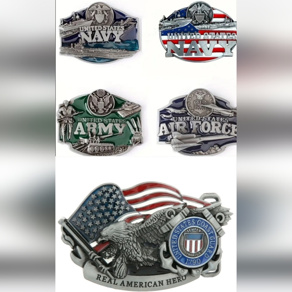 Choose 1 Coast Guard Navy ARMY NAVY AIR FORCE USMC belt buckles.  CHOOSE 1